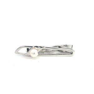 Mikimoto Estate Akoya Pearl Mens Tie Clip Silver 7.15 mm M396